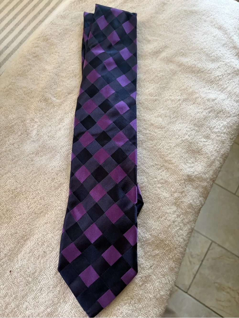 Faconnable Purple and Black Check Tie